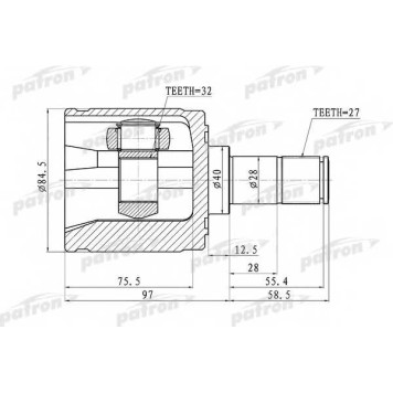 Шарнирный комплект приводного вала PATRON PCV1341