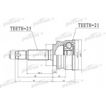 Шарнирный комплект приводного вала PATRON PCV1386