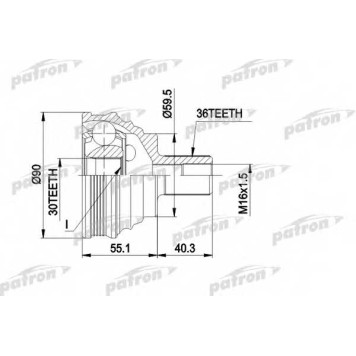 Шарнирный комплект приводного вала PATRON PCV1467