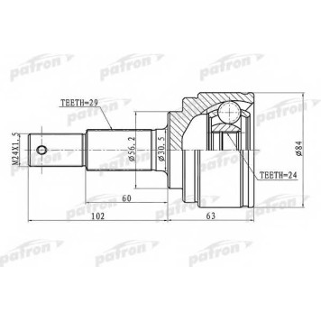 Шарнирный комплект приводного вала PATRON PCV1476