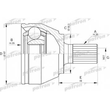 Шарнирный комплект приводного вала PATRON PCV1510