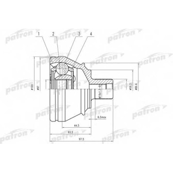 Шарнирный комплект приводного вала PATRON PCV1552
