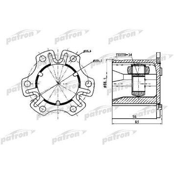 Шрус внутренний x34 AUDI A4 1,6 1,8 1,9TDI 2,4 2,5 2,6 2,8 2,5TDI 2,0TDI 94- SKODA SUPERB 1,9TDI 2,5TDI 2,8V6 01- <b>PATRON PCV1770</b>