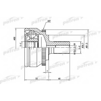 Шарнирный комплект приводного вала PATRON PCV3560