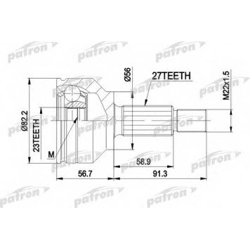 Шарнирный комплект приводного вала PATRON PCV3610