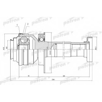 Шарнирный комплект приводного вала PATRON PCV4837