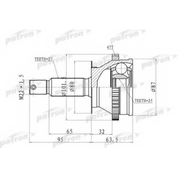 Шарнирный комплект приводного вала PATRON PCV8728
