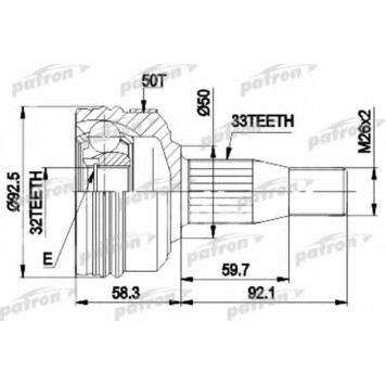 Шарнирный комплект приводного вала PATRON 87-8957 / PCV8957