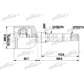 Шарнирный комплект приводного вала PATRON 87-9537 / PCV9537