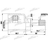 Шарнирный комплект приводного вала PATRON 87-9125 / PCV9538
