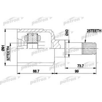Шарнирный комплект приводного вала PATRON 87-9125 / PCV9538