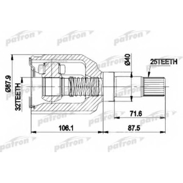 Шарнирный комплект приводного вала PATRON 87-9937 / PCV9937