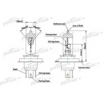 Лампа накаливания H4 24В 75/70Вт PATRON PLH4-75/70