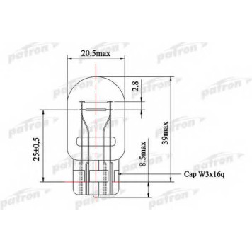 Лампа накаливания W21/5W 12В 21/5Вт PATRON PLW21/5