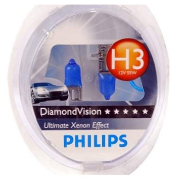 Лампы H3 12V 55W PK22s 5000K PHILIPS 12336DVS2 (серия DiamondVision) 2шт в пластиковом боксе