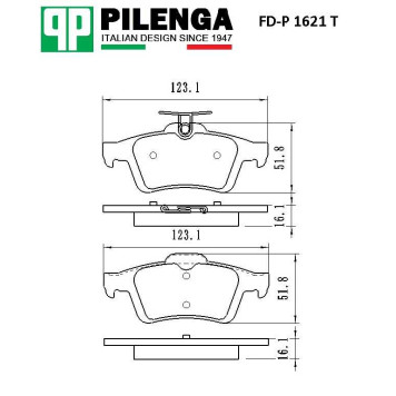 Колодки тормозные диск.задние премиум FOCUS 2, FOCUS 3, C-MAX, MAZDA 3 <b>PILENGA FD-P1621T</b>-1