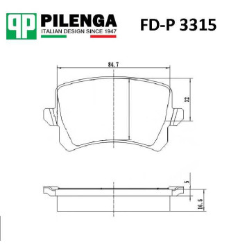 Колодки тормозные дисковые задние VW GOLF, JETTA , PASSAT <b>PILENGA FD-P3315</b>-2