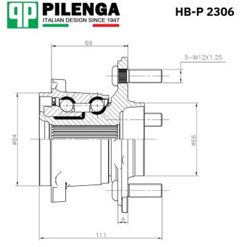 Ступица с подшипником в сборе задняя <b>PILENGA HB-P2306</b>-1