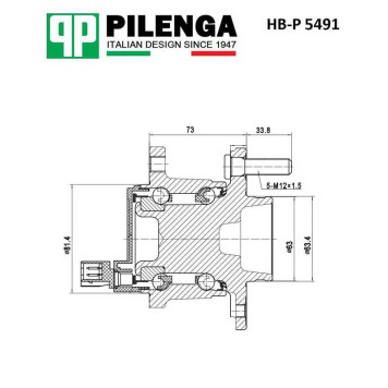 Ступица с подшипником в сборе задняя MONDEO IV <b>PILENGA HB-P5491</b>-1