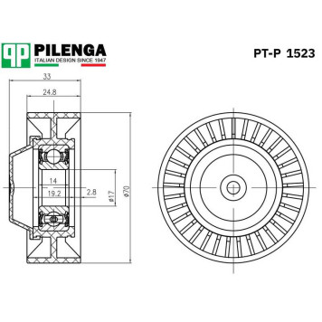 Ролик натяжитель ремня ваз 1118, 2123, 2192, 2194, FORD <b>PILENGA PT-P1523</b>-2