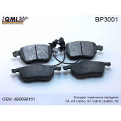 Колодки тормозные дисковые передние A4, A4 Cabrio, A4 Cabrio Quattro, A6 4B0698151 <b>QML BP3001</b>