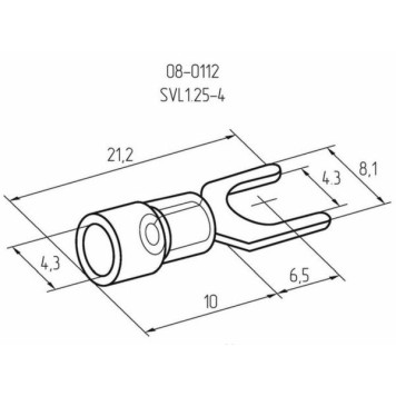 Клемма вилочная М4,3 под провод сечением 0.5-1.5 мм2 белая с красной изоляцией REXANT 08-0112-1