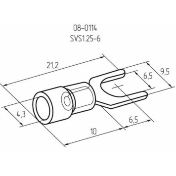 Клемма вилочная М6,5 под провод сечением 0.5-1.5 мм2 белая с красной изоляцией REXANT 08-0114-1