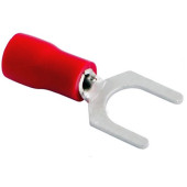 Клемма вилочная М6,5 под провод сечением 0.5-1.5 мм2 белая с красной изоляцией REXANT 08-0114