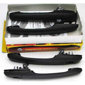 Ручки дверные ВАЗ 2109-21099, 2114, 2115 ЕВРО комплект 4шт под две личинки неокрашенные РЫСЬ-3