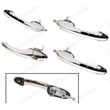 Ручки дверей наружные ВАЗ 1118 Калина, 2190 Гранта 4шт ЕВРО хром под одну личинку <b>РЫСЬ RDG128.000.010001-1/2/3/4хром</b>