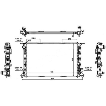 Радиатор AUDI A4 / S4 2.7TD / 3.0 / 3.0TD / 3.2 07- / AUDI A5 2.0T / 2.7TD / 3.0 / 3.0T / 3.0TD / 3.2 07- / AUDI Q5 3.2 08 <b>SAT AD0009</b>