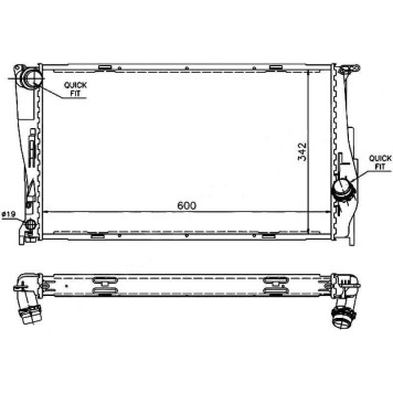 Радиатор BMW E90 1.8D / 2.0D / 2.5D / 3.0D / 3.5 / 3.5D 05- / / E87 1.6D / 1.8 / 1.8D / 2.0D 04- / / X1 E84 1.8 / 1.8D / 2.0D / <b>SAT BW0003-05</b>
