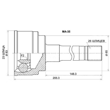 Шрус наружный MAZDA BONGO 4WD (ступица 6 шпилек) <b>SAT MA-35</b>