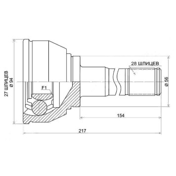 Шрус MITSUBISHI Pajero L04# / L14# 82-91, Pajero 6G74 V25 / 45 93-96, Pajero Sport 6G74 K99 96-, HY Galloper 83 <b>SAT MI-008</b>