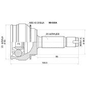 Шрус MITSUBISHI Lancer Cedia 4G93 CS5 CVT, 00- <b>SAT MI-035A</b>