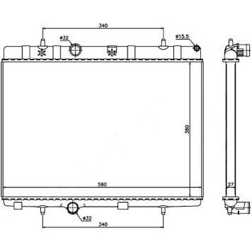 Радиатор PEUGEOT 207 06- / CITROEN DS3 10- 1.6 / 1.6T / 1.6TD / / PEUGEOT 208 1.0 / 1.2T / 1.4 / 1.6 / 1.6T 20 <b>SAT PG0003-2</b>