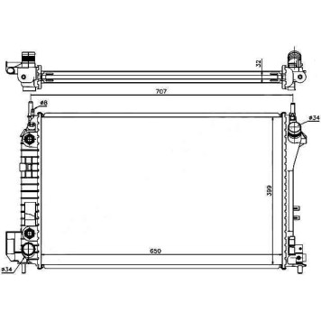 Радиатор SAAB 9-3 1.8 / 1.8T / 2.0T / 2.2TD 03- / OPEL VECTRA C / SIGNUM 2.0TD / 2.2 / 2.2TD / 3.2 03- / CADILLAC BLS <b>SAT SA0002</b>