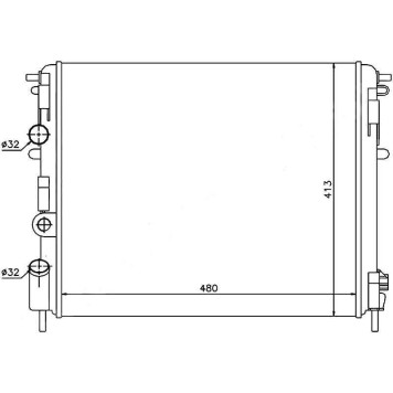 Радиатор RENAULT LOGAN 1.4 / 1.6 04-08 / / KANGOO 1.2 / 1.6 / 1.9D 98- / / CLIO 1.0 / 1.2 / 1.4 / 1.6 / 41.9D 98- <b>SAT SG-RN0002-D7F</b>