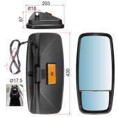 Зеркало заднего вида HINO / TOYOTA указатель поворота, крепление хомут Hino (430x203) <b>SAT SL-526P</b>