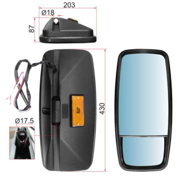 Зеркало заднего вида HINO / TOYOTA указатель поворота, крепление хомут Hino (430x203) <b>SAT SL-526P</b>