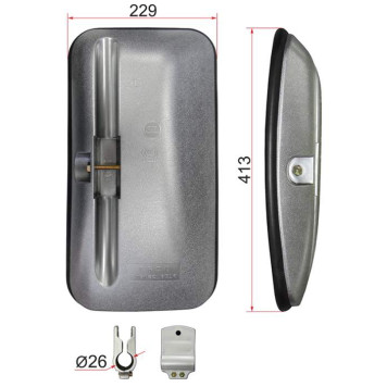 Зеркало заднего вида FAW лев. (413x229mm SR1200) <b>SAT SL-788AL</b>