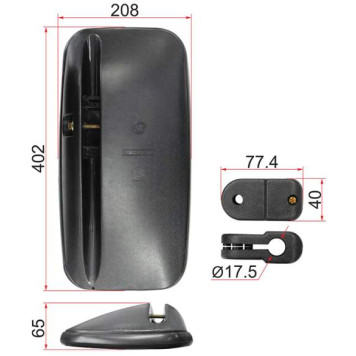 Зеркало заднего вида HINO RANGER лев. (402x208mm) <b>SAT SL-799L</b>