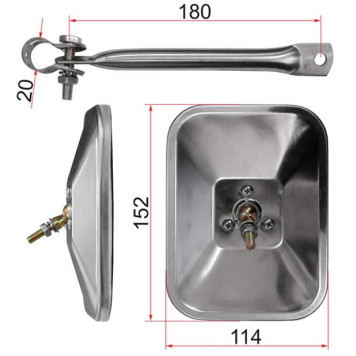 Зеркало заднего вида ISUZU GIGA / HOWO / FOTON с креплением (152x114mm) <b>SAT SL-972</b>