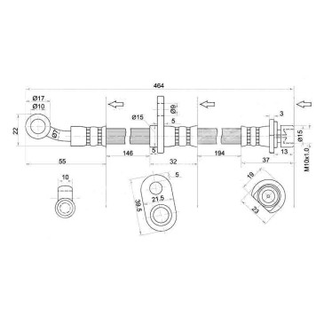 Шланг тормозной передний (Таиланд) HONDA CR-V / ODYSSEY 95-02 прав. <b>SAT ST-01464-S10-010</b>