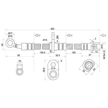 Шланг тормозной передний (Таиланд) HONDA CR-V / ODYSSEY 95-02 лев. <b>SAT ST-01465-S10-010</b>