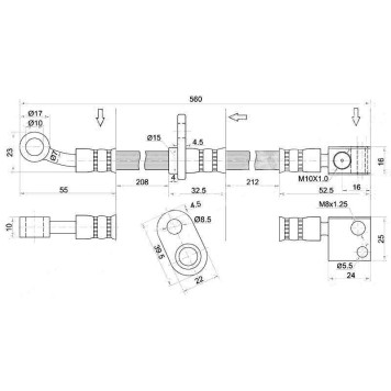 Шланг тормозной передний (Таиланд) HONDA CITY / FIT / JAZZ 01- / AIRWAVE / PARTNER 05- лев. <b>SAT ST-01465-SAA-000</b>