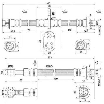 Шланг тормозной задний (Таиланд) HONDA ACCORD / VIGOR / STEP WAGON (комплект 2шт.) 90-98 лев.=прав. <b>SAT ST-01466-SL4-901</b>