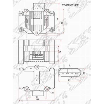 Катушка зажигания VAG A2 / A3 / A4 / FABIA / OCTAVIA / SUPPERB / CADDY / GOLF / JETTA / PAS / POLO / TOURAN (модуль) <b>SAT ST-032905106E</b>