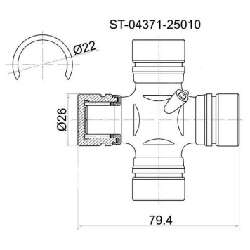 Крестовина кардана TOYOTA HiiAce / RegiusAce / HiLux Surf / ToyoAce / Dyna LN# <b>SAT ST-04371-25010</b>