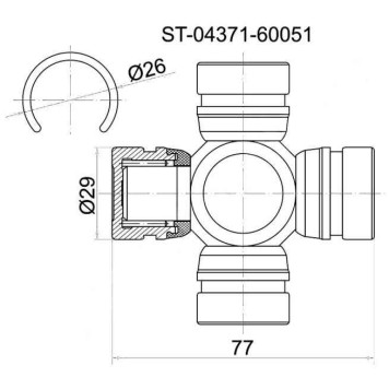 Крестовина кардана FR TOYOTA LCR UZJ100 / HDJ100 ATM, Dyna LY2## <b>SAT ST-04371-60051</b>